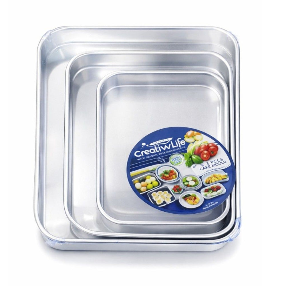 Tavă de Copt din Aluminiu 3/set Formă Dreptunghiulară, 36cm pentru Cuptor și Gătit Engros