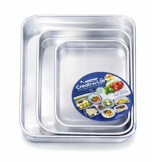 Tavă de Copt din Aluminiu 3/set Formă Dreptunghiulară, 36cm pentru Cuptor și Gătit Engros