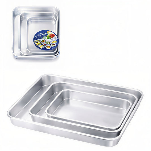Tavă de Copt din Aluminiu 3/set Formă Dreptunghiulară, 36cm pentru Cuptor și Gătit Engros