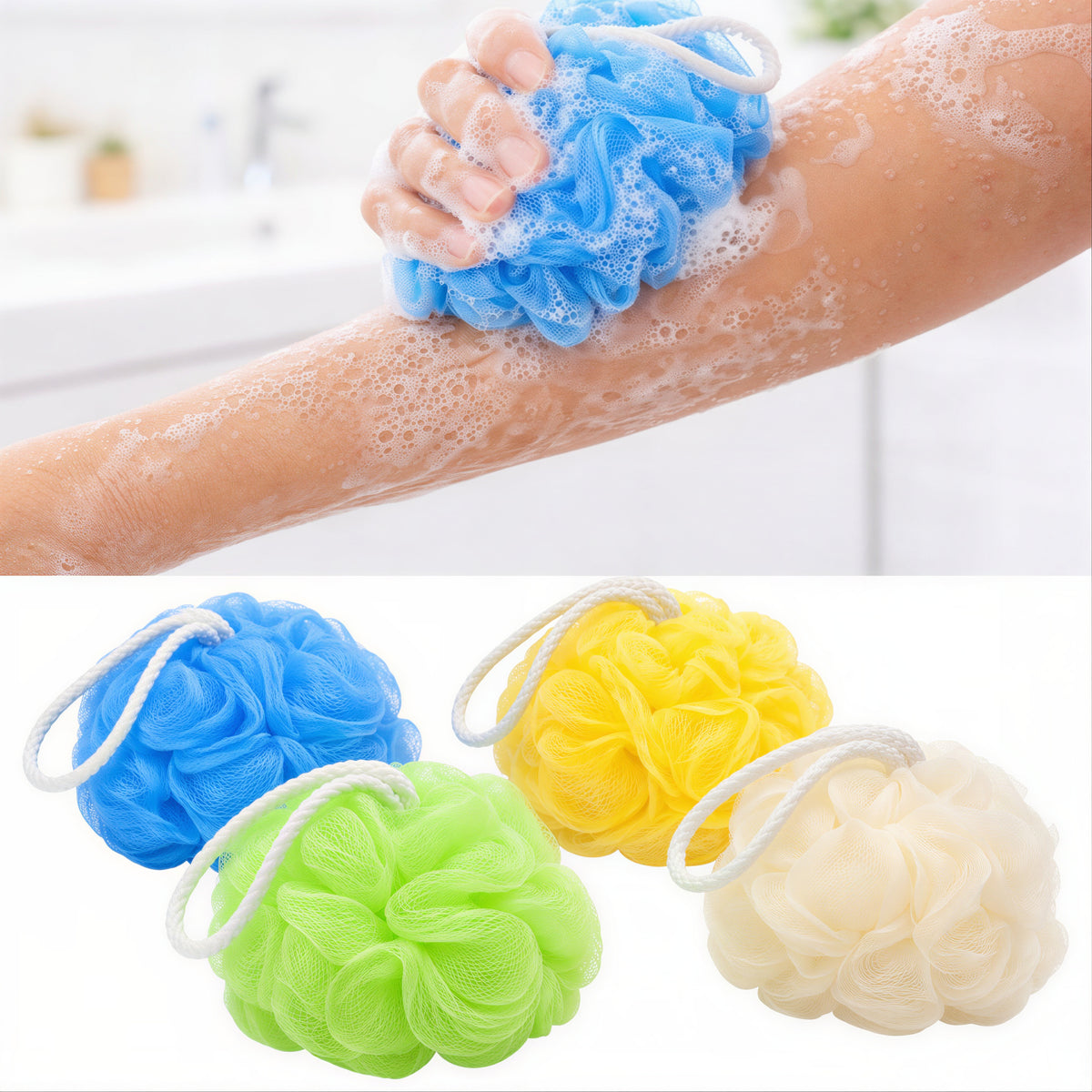 Bureți de Baie din Plasă cu Șnur, 12/set Diferite Culori Engros