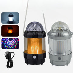Lampa LED 19x9cm Felinar Portabil Multifunctional 3in1, Lumina Alba Glob Disco si Lumina Alb Cald Efect Flacara Engros