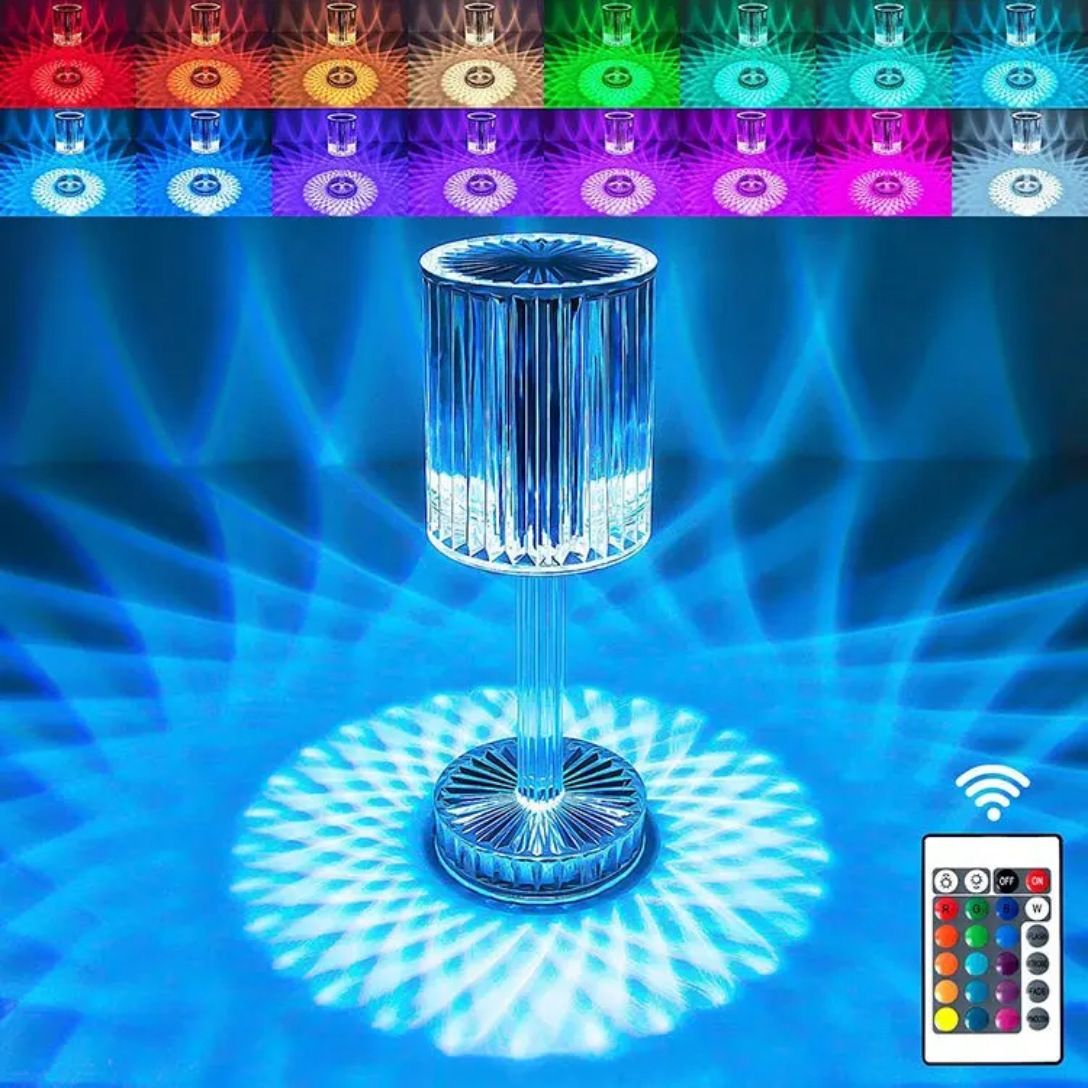 Lampa Transparenta 24cm cu LED, Model Cristal cu Acumulator, Incarcare USB si Telecomanda Engros