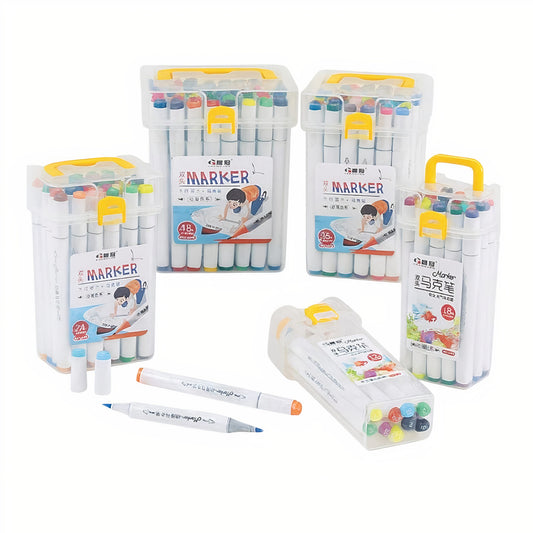 Markere Acrilice 12/set cu Doua Capete, in Gentuta Transparenta 14cm din Plastic Multicolore Engros