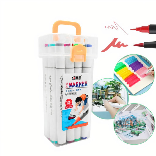 Markere Acrilice 12/set in Gentuta Transparenta 14cm din Plastic, Multicolore Engros