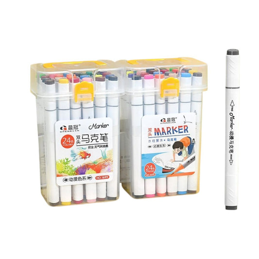 Markere Acrilice 36/set cu Doua Capete, in Gentuta Transparenta 14cm din Plastic Multicolore Engros