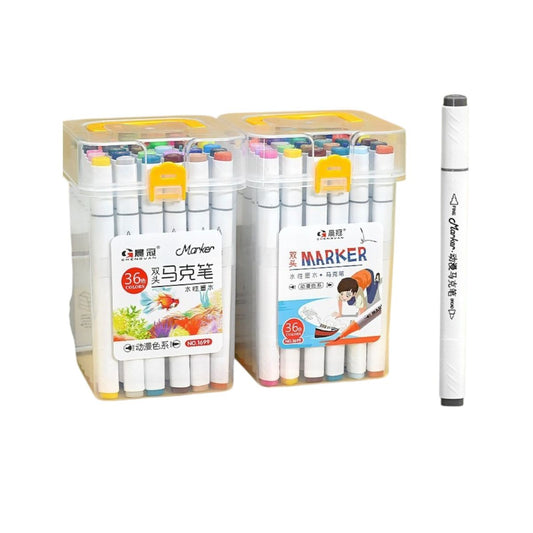 Markere Acrilice 36/set cu Doua Capete, in Gentuta Transparenta 14cm din Plastic Multicolore Engros