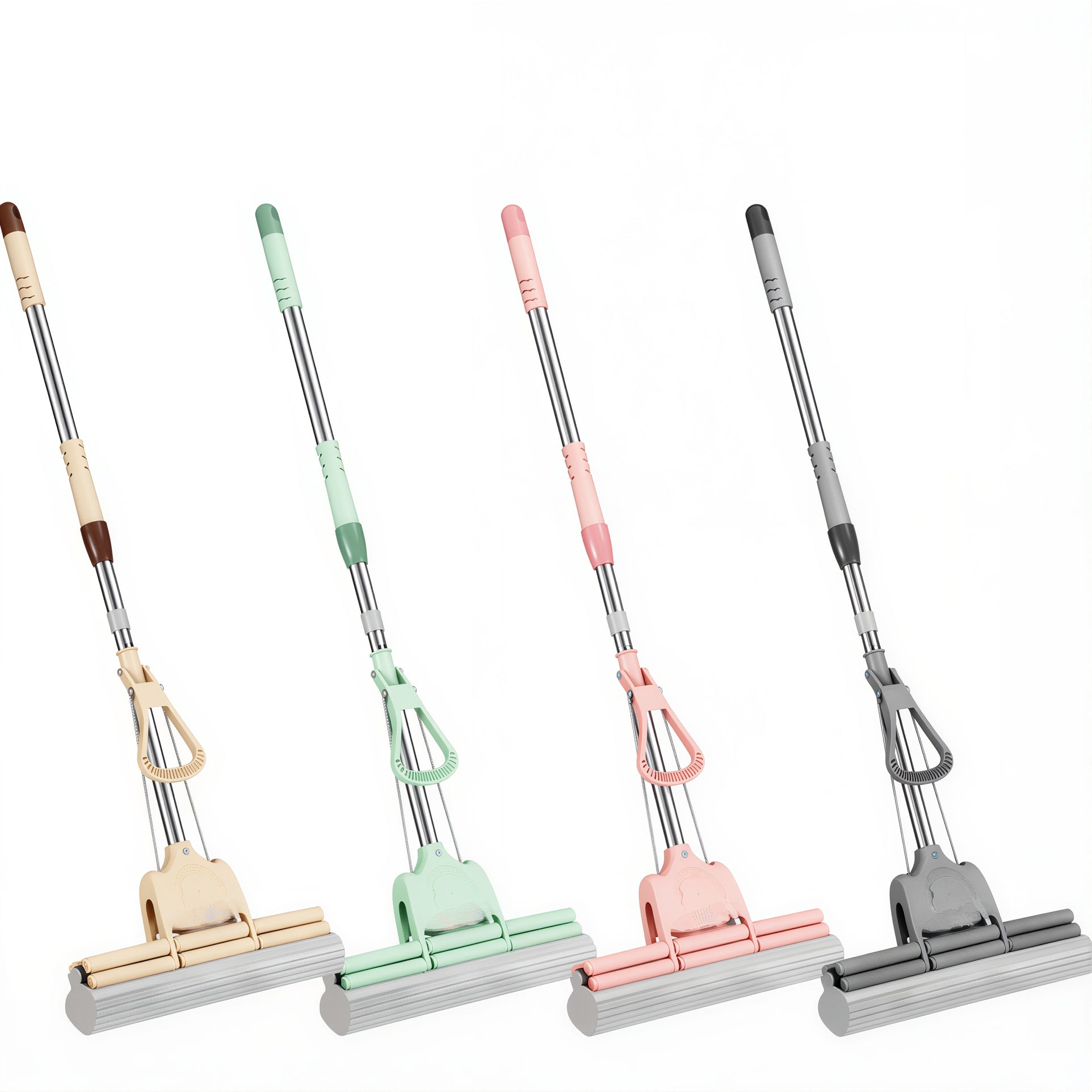 Mop cu Burete 27.5cm Coada Reglabilă 110cm, Retractabil Mecanism de Stoarcere Diferite Culori Engros