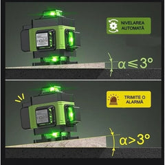 Nivela laser 4D JML®, 16 linii, auto-nivelare, alimentare USB, 2 baterii, inaltime ajustabila 1.2M