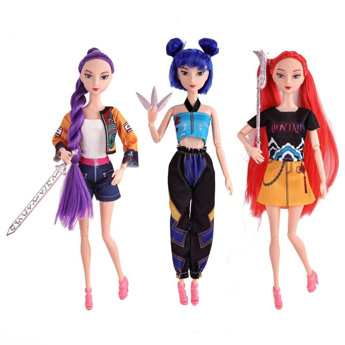 Păpuși KPOP Demon Hunters 3/set Articulații Mobile 29.5cm, cu Accesorii Diferite Modele Engros