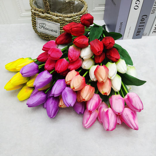 Lalele Artificiale 35cm cu 6 Flori, din Plastic Diferite Culori Engros