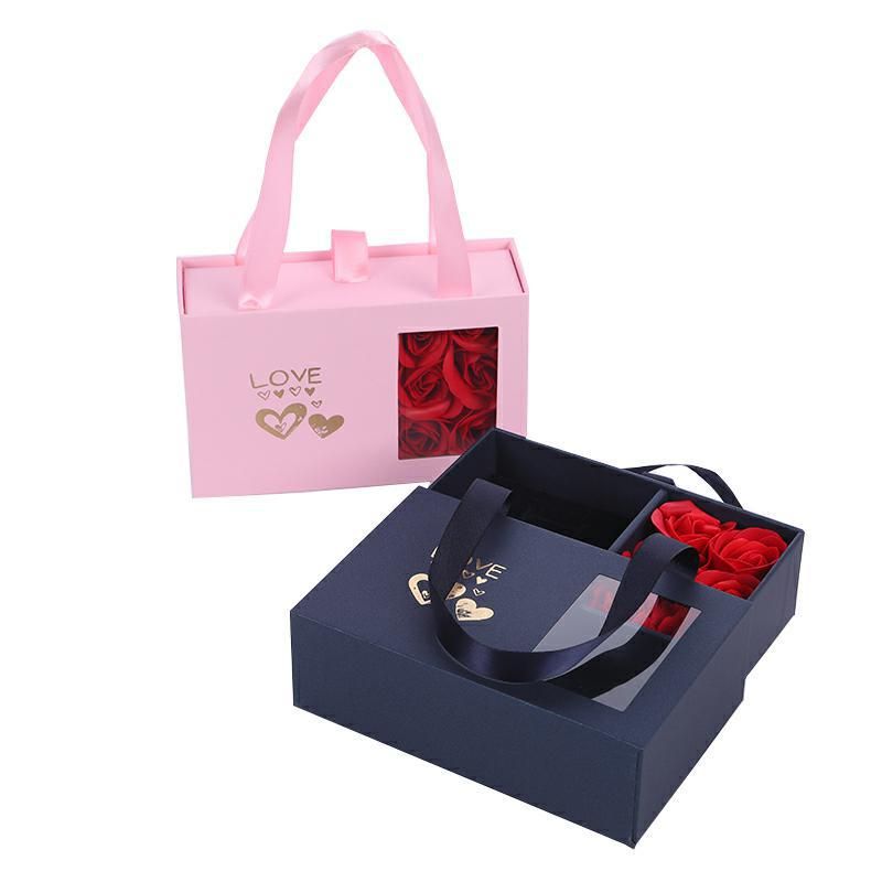 Cutie Cadou cu Trandafiri Parfumați 15x5x9cm, cu Compartiment pentru Bijuterii, Diferite Culori Engros
