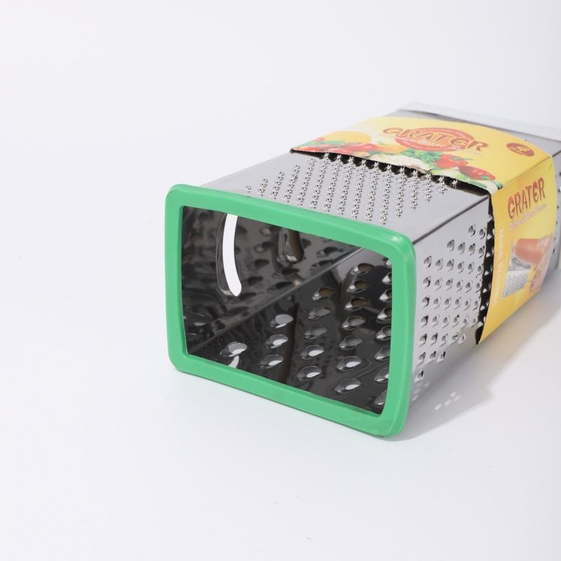 Răzătoare din Oțel Inoxidabil 18.5×8×6cm cu 4 Fețe, Mâner și Bază Antialunecare Diferite Culori Engros