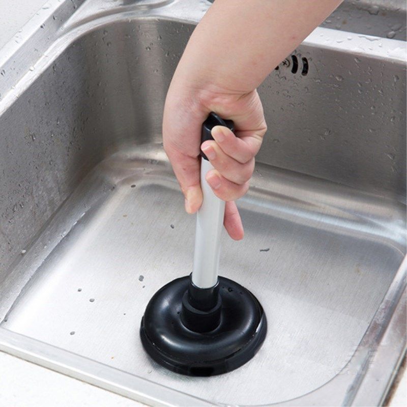Pompa de Desfundat 29,5cm, din Cauciuc cu Maner din Metal, pentru Chiuveta si Baie