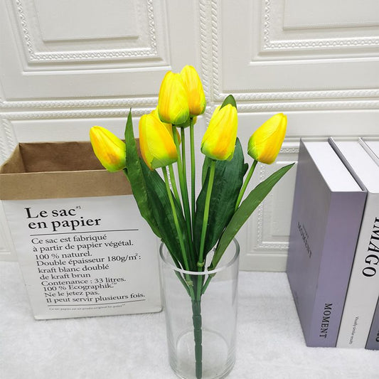 Lalele Artificiale 35cm cu 6 Flori, din Plastic Diferite Culori Engros