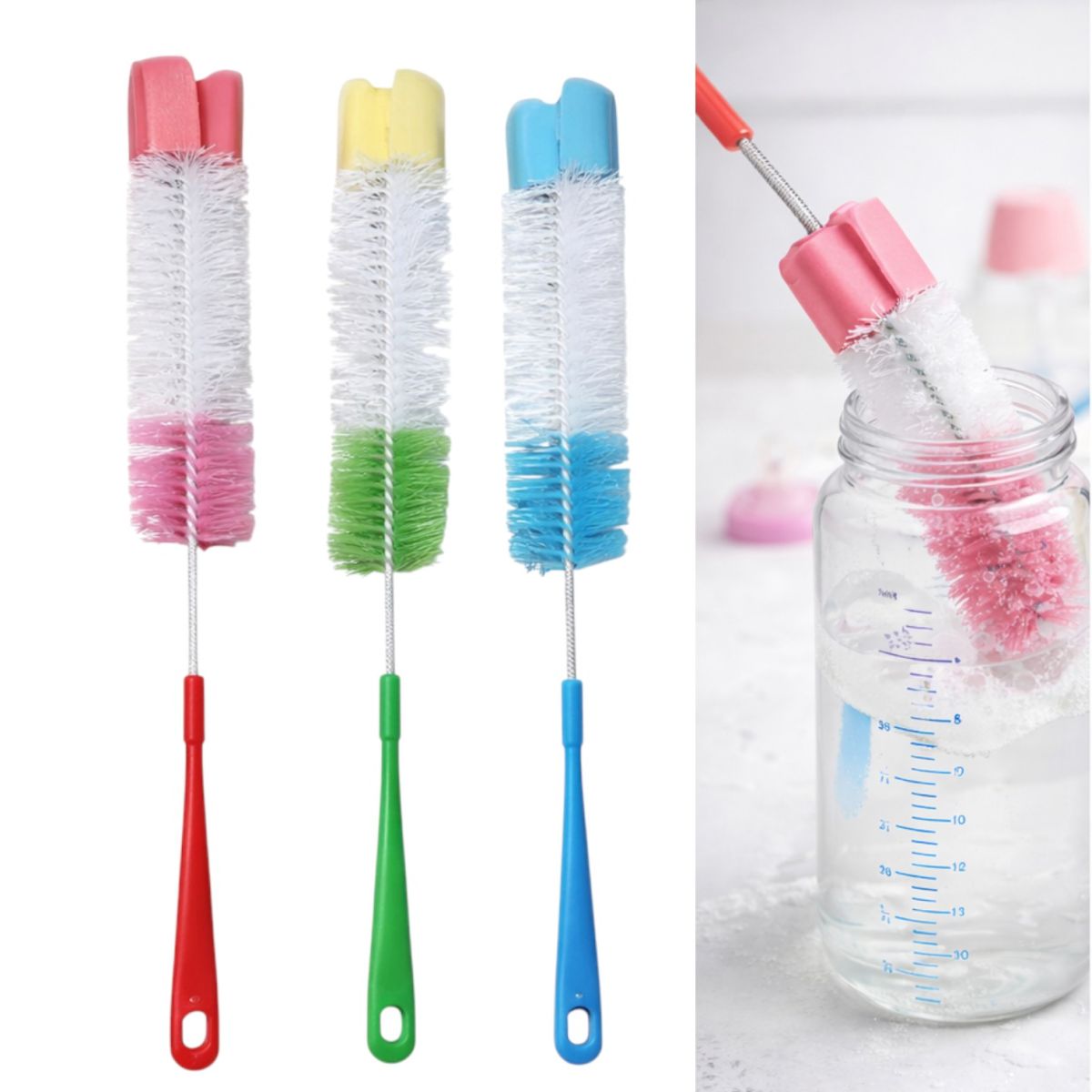 Perie Curățare 40cm pentru Sticle și Biberoane, cu Mâner Ergonomic Diferite Culori