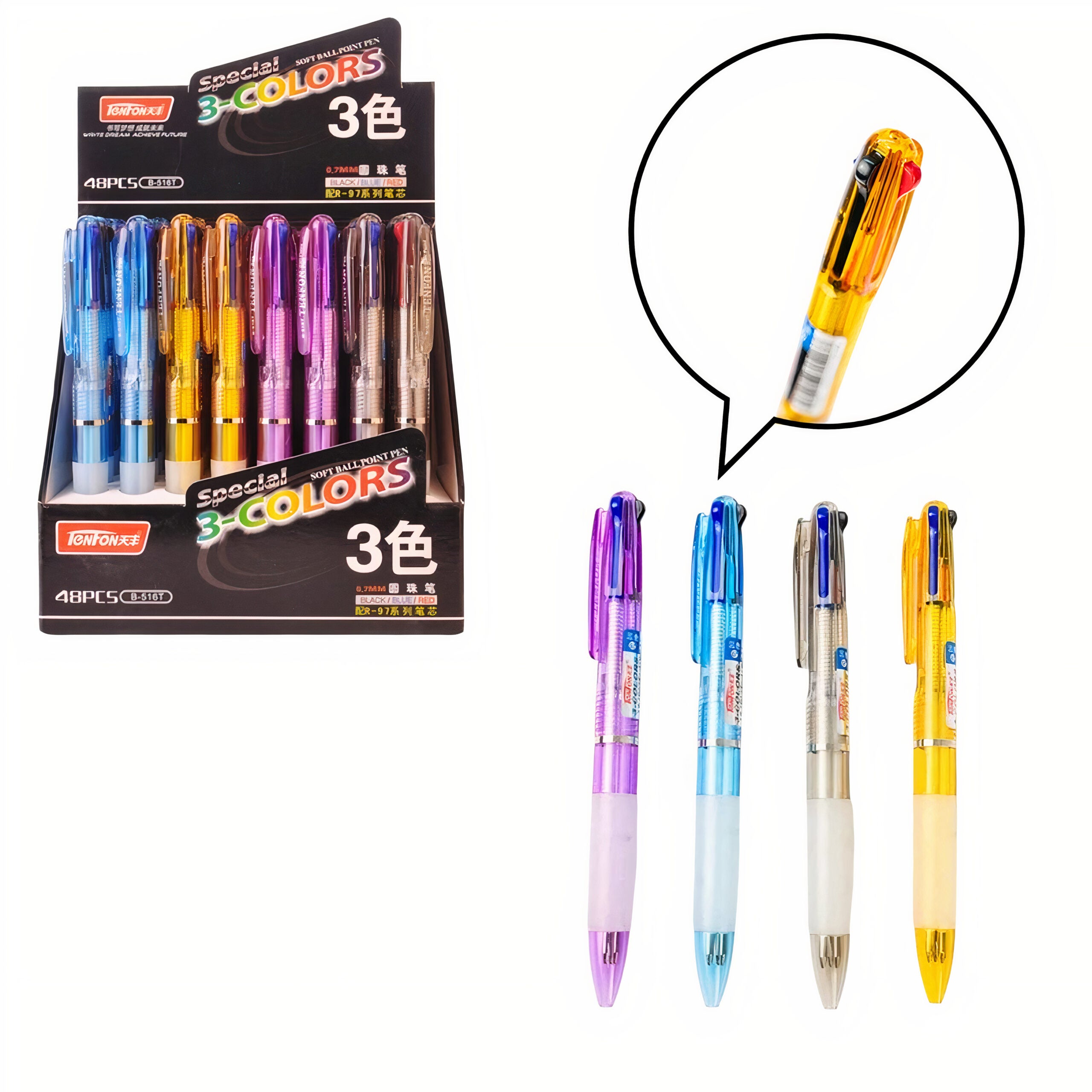 Pix cu 3 Culori, 48/set din Plastic,14cm Diferite Culori Engros