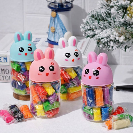 Plastelina Iepuraș – 9 Bucăți pe Cutie, cu 2 Forme, 12 Seturi, Diverse Culori