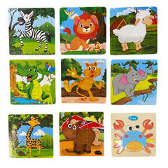 Puzzle din Lemn, pentru Copii, 14x14cm, Diferite Animalute Engros