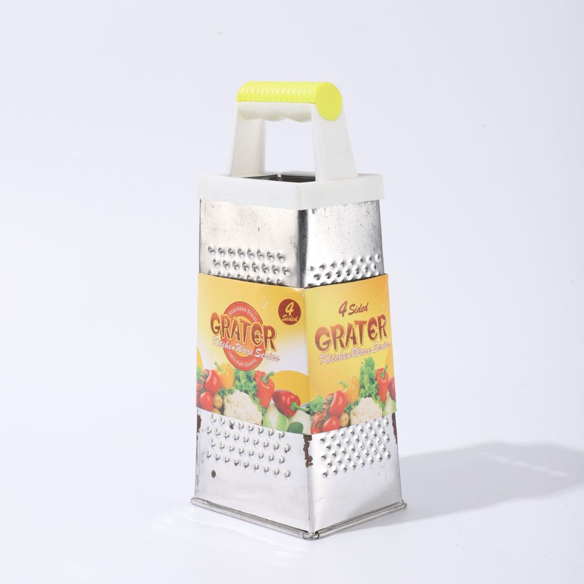 Răzătoare din Oțel Inoxidabil 18.5×8×6cm cu 4 Fețe, Mâner și Bază Antialunecare Diferite Culori Engros