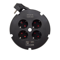 Prelungitor cu 4 Prize si 2 Porturi USB 2m Rotund Engros