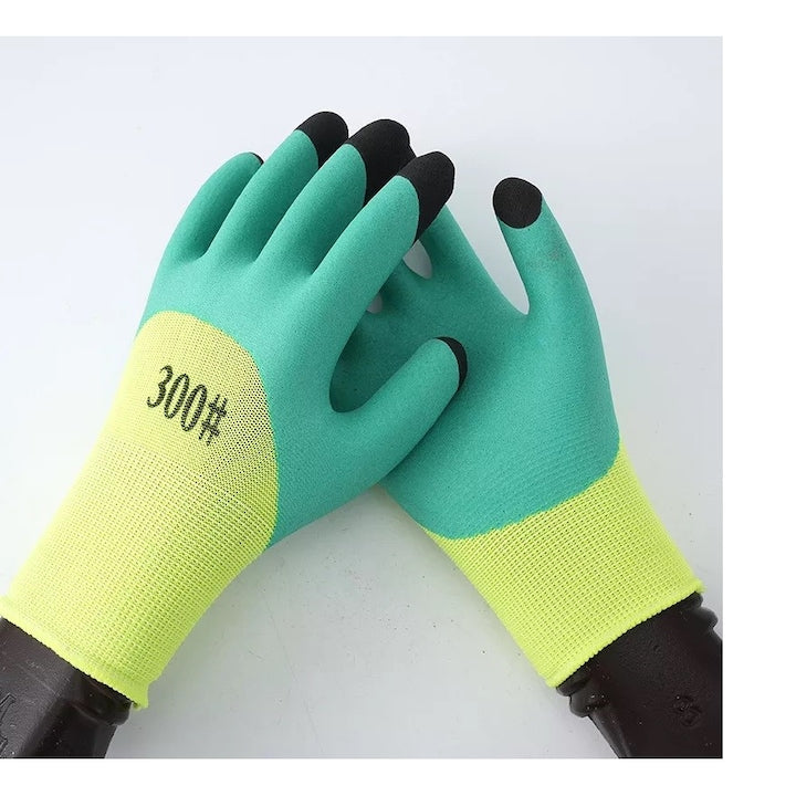 Manusi de Protectie Acoperite cu Latex 12/set, Marimea 10, Verde si Negru,29-43 Engros