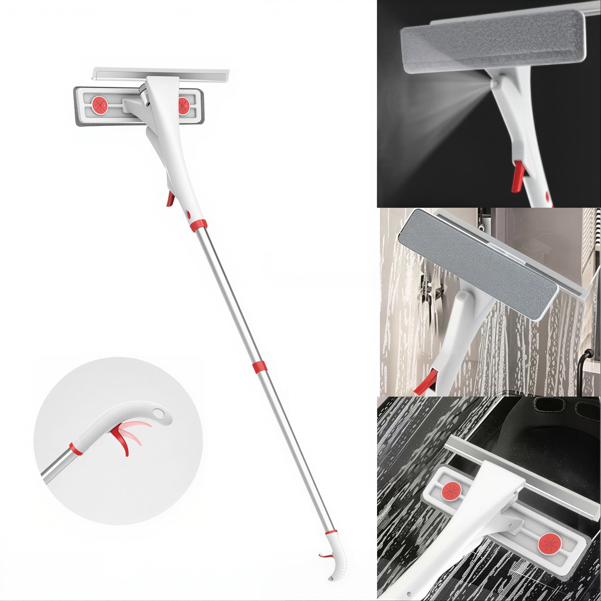 Ștergător pentru Geamuri 125×26cm cu Pulverizator, Racletă din Silicon și Lavetă din Microfibră Engros