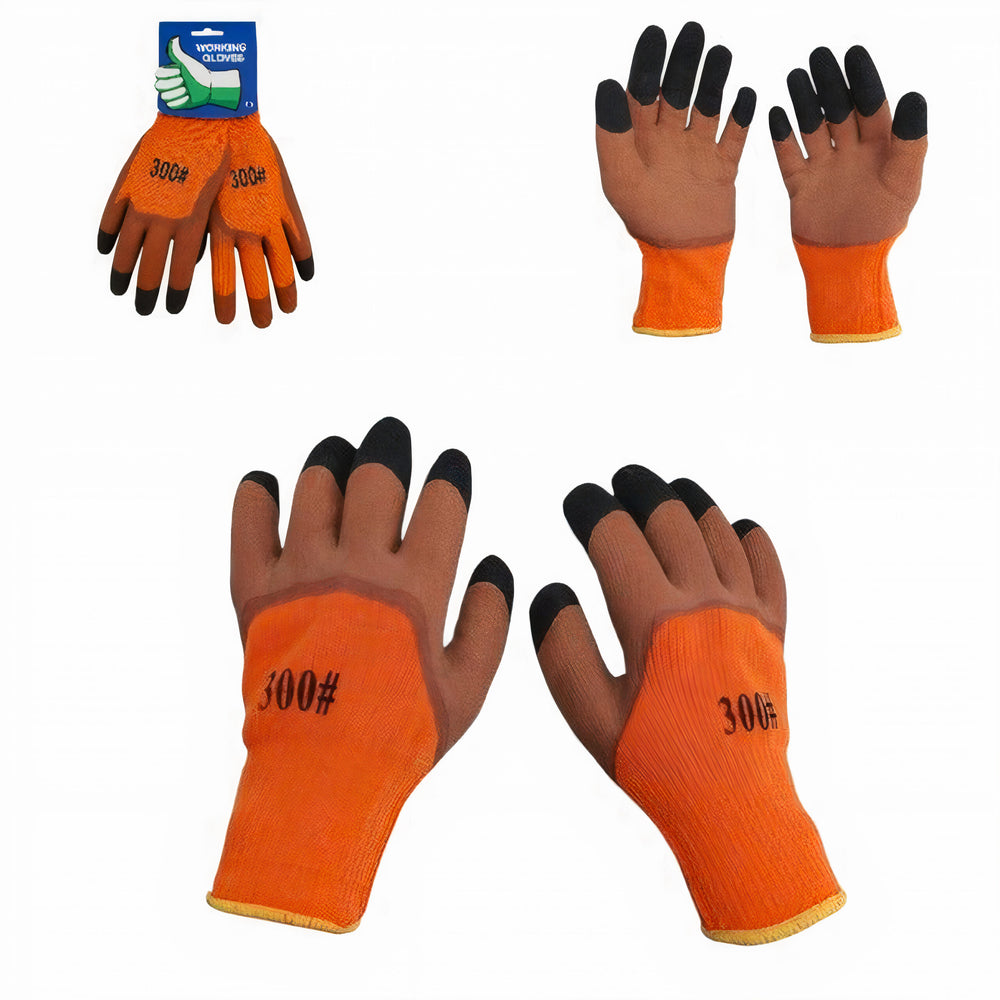 Manusi de Protectie 12/set cu Eticheta Acoperite cu Latex, Marimea 10 Portocaliu, Maro si Negru Engros