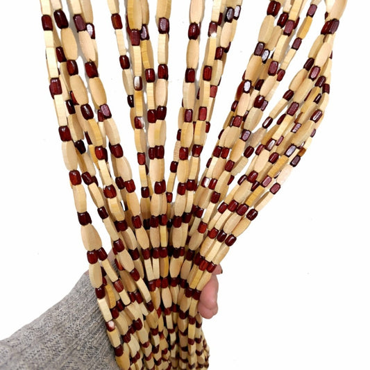 Perdea Decorativă pentru Ușă 90x180cm, din Mărgele din Lemn, cu Bară din Lemn, Diferite Culori