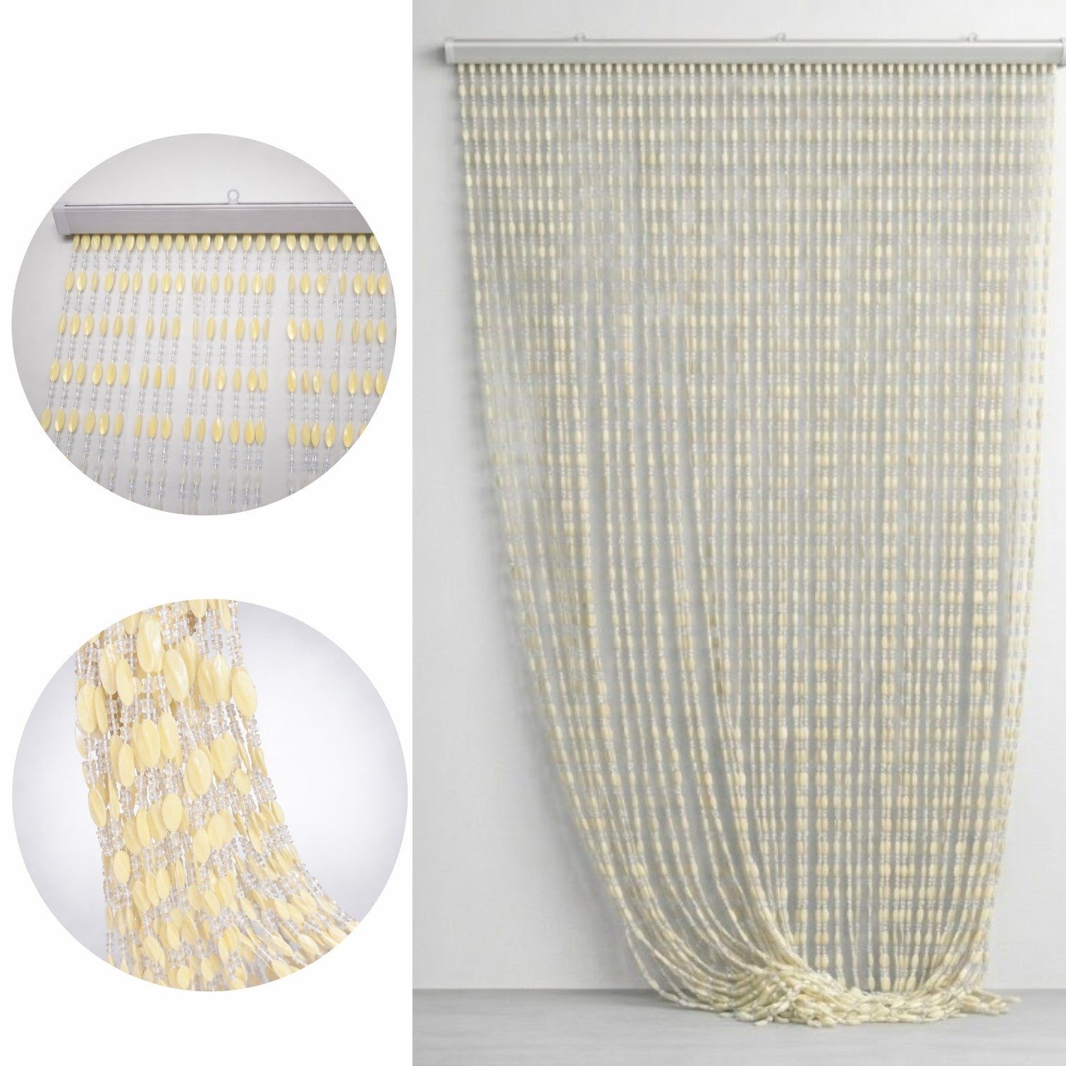 Perdea din Mărgele 90x200cm, pentru Ușă, cu Bară și Agățători din Plastic, Diferite Culori