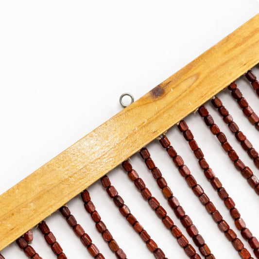 Perdea Decorativă pentru Ușă 90x195cm, din Mărgele cu Bară din Lemn, și Agățători Metalice Model Zig-Zag