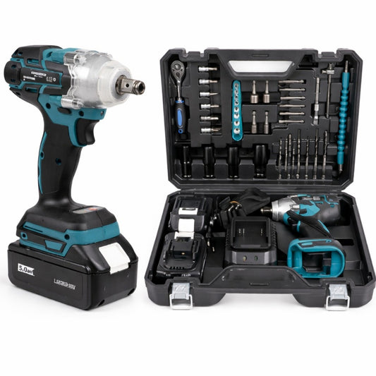 Cheie De Impact si Insurubat 380 Nm, cu 30 Accesorii Incluse si 2 Acumulatori 48V, Trusa Inclusa