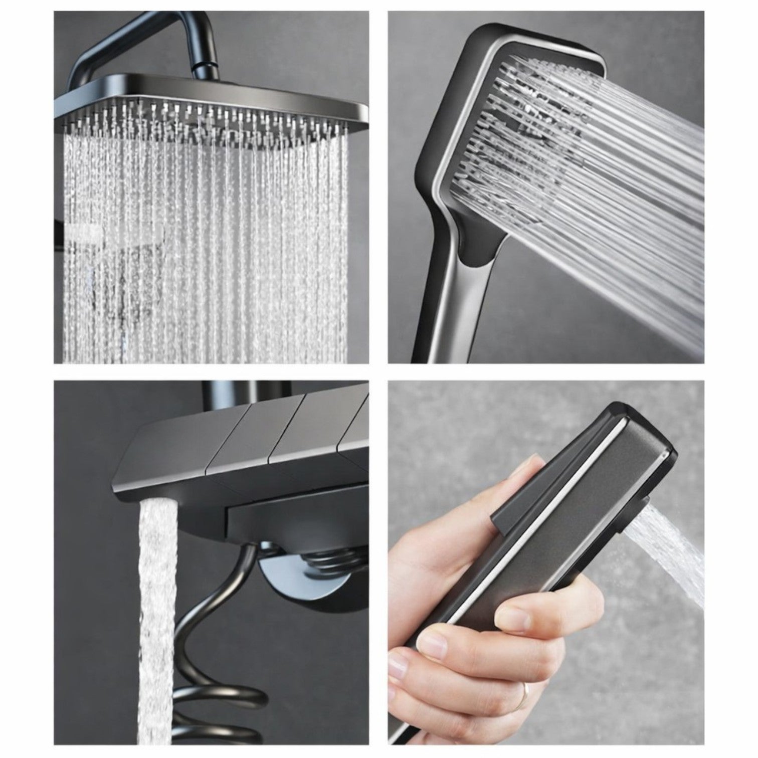Set Duș Smart cu Afișaj LED și Control Termostatic, 4 Moduri de Pulverizare, Tehnologie cu Aer