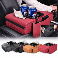 Cotieră Auto Universală 34x19x7.5cm, Organizator Multifuncțional cu Suport 2 Pahare, Șervețele și Depozitare, Diferite Culori