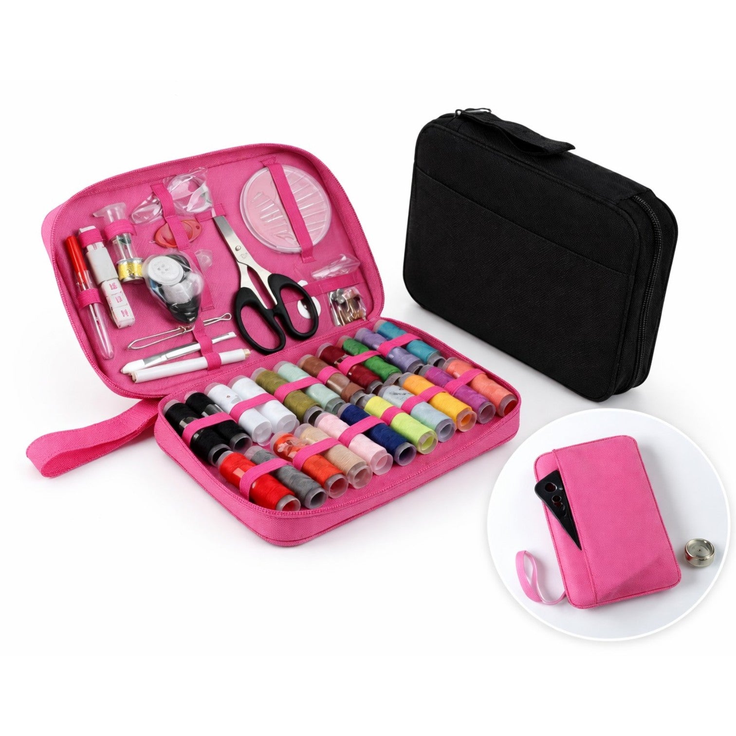 Kit Cusut 88 Piese cu Trusă Textilă cu Fermoar, cu Accesorii Complete, Diferite Culori