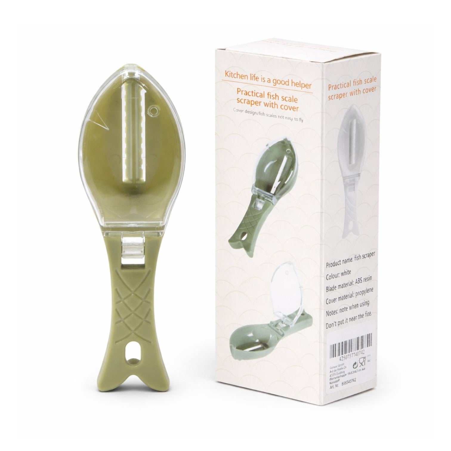 Curățător Solzi Pește 16cm cu Capac Colector, Mâner Antiderapant, din Plastic