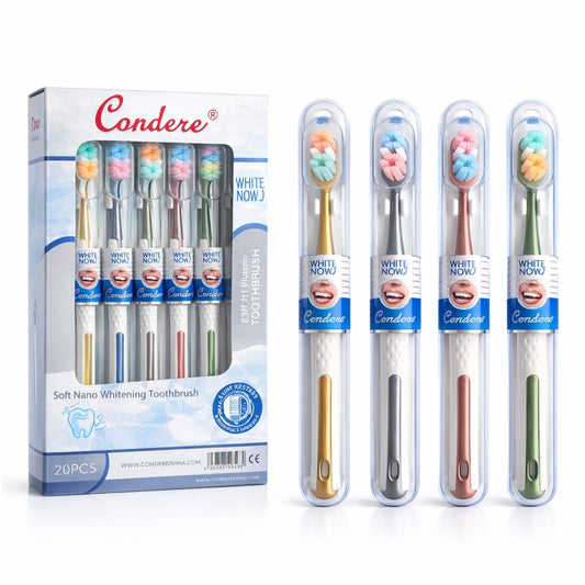 Periuță de Dinți 20/set, cu Peri Moi Multicolori 19cm, cu Capac Protector Plastic, Diferite Culori&nbsp;