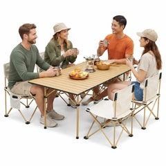 Masă Pliabilă 95x55x50cm cu 4 Scaune, Set Camping Portabil din Aluminiu, Geantă Transport Inclusă&nbsp;