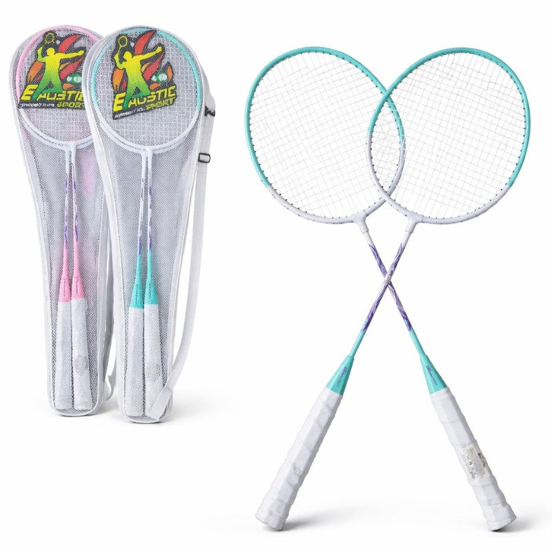 Rachete Badminton 2/set, Mâner Antiderapant 66cm cu Husă Transport, Diferite Culori