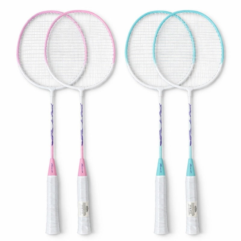 Rachete Badminton 2/set, Mâner Antiderapant 66cm cu Husă Transport, Diferite Culori