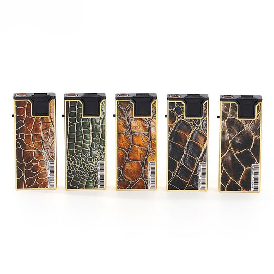 Brichete Metalice Antivânt 25/set, Flacără Albastra 6.5cm, Model Piele de Crocodil, Diferite Culori