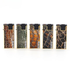 Brichete Metalice Antivânt 25/set, Flacără Albastra 6.5cm, Model Piele de Crocodil, Diferite Culori