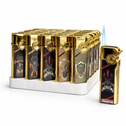 Brichete Metalice Antivânt 50/set, Diferite Modele Militare 8cm, Reîncărcabile
