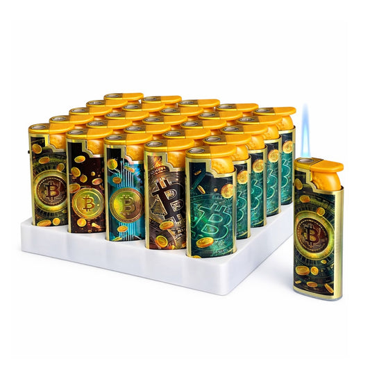 Brichete Metalice Antivânt 50/set, Model Bitcoin 7cm, Diferite Culori