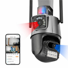 Cameră Supraveghere Wi-Fi Dual Lens 2 Camere Reale, 4G Ultra HD, Rotire 360°, Vedere Nocturnă Color, Alarmă LED, Audio Bidirecțional, Control prin Telefon, 2 Antene Externe&nbsp;