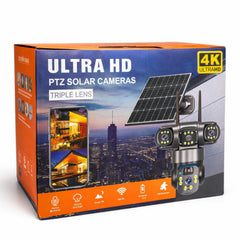Cameră Supraveghere 4G Solară, 4 Camere Reale 360°, cu SIM, Panou Solar, 20cm, Vedere Nocturnă Color, Audio Bidirecțional, Senzor Mișcare, Control prin Telefon&nbsp;