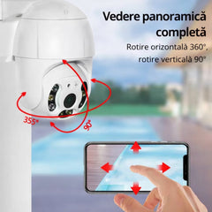 Cameră Supraveghere Wi-Fi 16.7cm, Rotire 360° cu o Singură Unitate de Supraveghere, Vedere Nocturnă LED, Audio Bidirecțional, Detectare Mișcare, Suport Card MicroSD, Antene Duale, Control prin Telefon&nbsp;