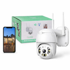 Cameră Supraveghere Wi-Fi 16.7cm, Rotire 360° cu o Singură Unitate de Supraveghere, Vedere Nocturnă LED, Audio Bidirecțional, Detectare Mișcare, Suport Card MicroSD, Antene Duale, Control prin Telefon&nbsp;