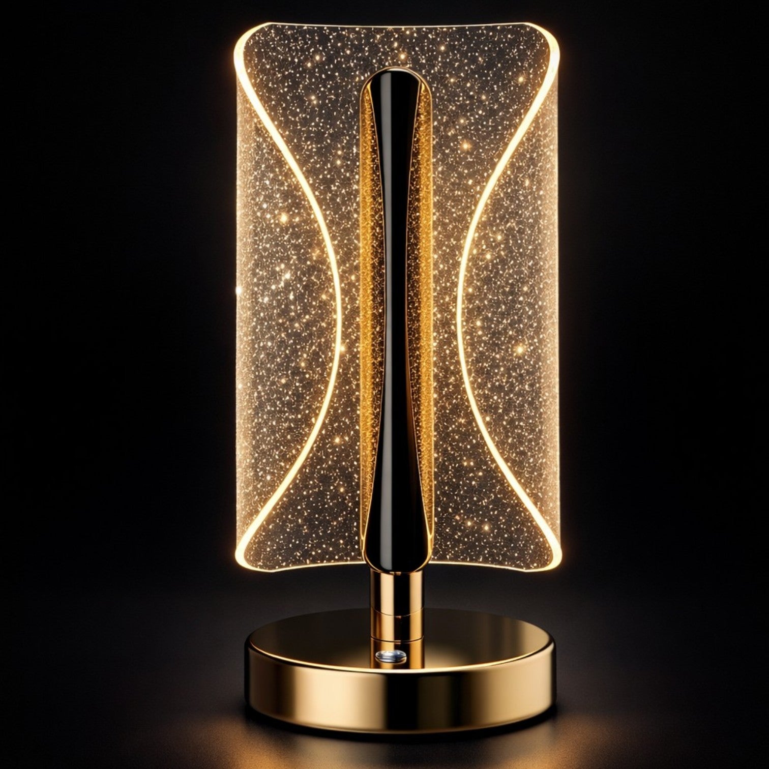 Lampă LED Decorativă 20.5cm, Model Cristal cu Efect Sclipitor, 3 Moduri de Lumină, Control Touch, Reîncărcabilă USB