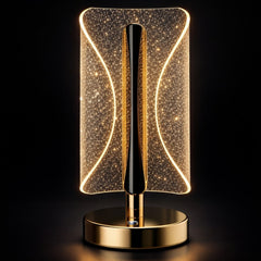 Lampă LED Decorativă 20.5cm, Model Cristal cu Efect Sclipitor, 3 Moduri de Lumină, Control Touch, Reîncărcabilă USB