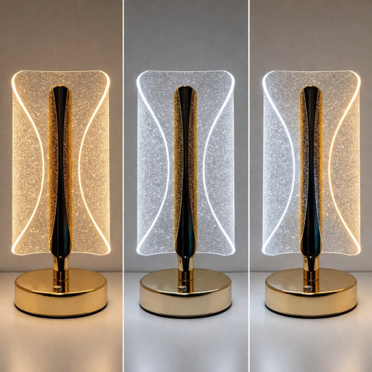 Lampă LED Decorativă 20.5cm, Model Cristal cu Efect Sclipitor, 3 Moduri de Lumină, Control Touch, Reîncărcabilă USB